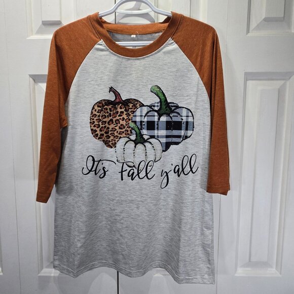NWT Women’s Half Sleeve “It’s Fall Y’all” Pumpkin Top – Size Medium - Picture 1 of 6